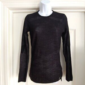 Smart Wool Long Sleeve Crew Neck Soft Black Sweater Criss Cross Design Luxury M